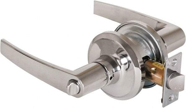 Stanley - Grade 2 Privacy Lever Lockset - 2-3/8 & 2-3/4" Back Set, Keyless Cylinder, Brass Alloy, Bright Chrome Finish - Top Tool & Supply