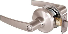 Stanley - Grade 2 Privacy Lever Lockset - 2-3/8 & 2-3/4" Back Set, Keyless Cylinder, Brass Alloy, Satin Nickel Finish - Top Tool & Supply