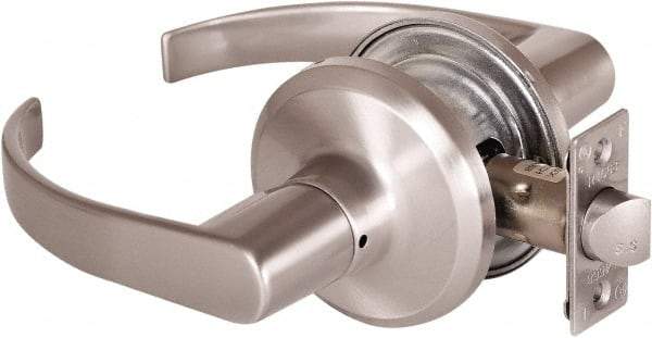 Stanley - Grade 2 Passage Lever Lockset - 2-3/8 & 2-3/4" Back Set, Keyless Cylinder, Brass Alloy, Satin Nickel Finish - Top Tool & Supply