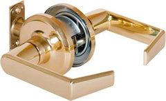 Stanley - Grade 2 Passage Lever Lockset - 2-3/8 & 2-3/4" Back Set, Keyless Cylinder, Brass Alloy, Bright Brass Finish - Top Tool & Supply