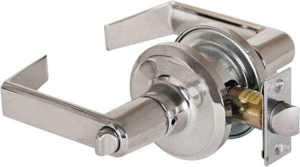 Stanley - Grade 2 Privacy Lever Lockset - 2-3/8 & 2-3/4" Back Set, Keyless Cylinder, Brass Alloy, Bright Chrome Finish - Top Tool & Supply