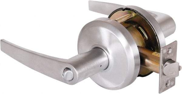 Stanley - Grade 2 Entrance Lever Lockset - 2-3/4" Back Set, Key In Lever Cylinder, Brass Alloy, Satin Chrome Finish - Top Tool & Supply