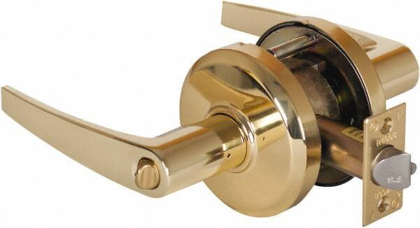 Stanley - Grade 2 Entrance Lever Lockset - 2-3/4" Back Set, Key In Lever Cylinder, Brass Alloy, Bright Brass Finish - Top Tool & Supply