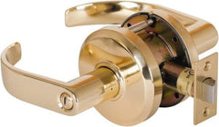 Stanley - Grade 2 Privacy Lever Lockset - 2-3/4" Back Set, Keyless Cylinder, Brass Alloy, Bright Brass Finish - Top Tool & Supply