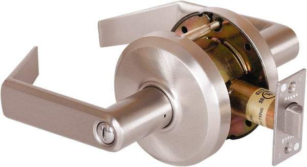 Stanley - Grade 2 Privacy Lever Lockset - 2-3/4" Back Set, Keyless Cylinder, Brass Alloy, Nickel Finish - Top Tool & Supply