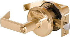 Stanley - Grade 2 Privacy Lever Lockset - 2-3/4" Back Set, Keyless Cylinder, Brass Alloy, Bright Brass Finish - Top Tool & Supply