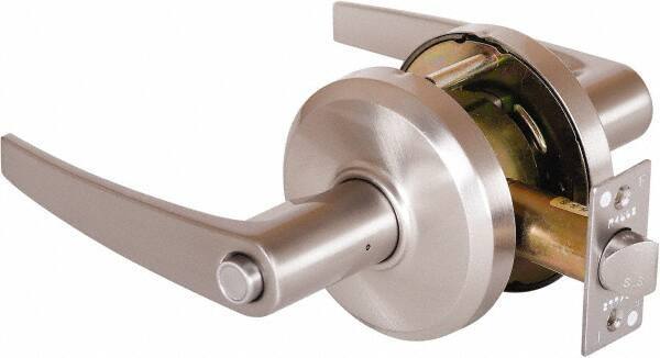 Stanley - Grade 2 Privacy Lever Lockset - 2-3/4" Back Set, Keyless Cylinder, Brass Alloy, Nickel Finish - Top Tool & Supply