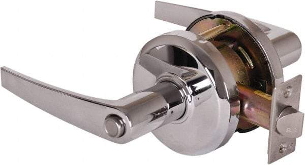 Stanley - Grade 2 Privacy Lever Lockset - 2-3/4" Back Set, Keyless Cylinder, Brass Alloy, Bright Chrome Finish - Top Tool & Supply