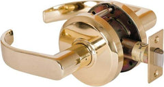 Stanley - Grade 2 Passage Lever Lockset - 2-3/4" Back Set, Keyless Cylinder, Brass Alloy, Bright Brass Finish - Top Tool & Supply