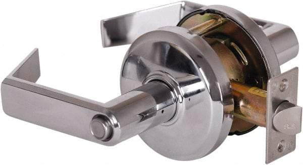 Stanley - Grade 2 Privacy Lever Lockset - 2-3/4" Back Set, Keyless Cylinder, Brass Alloy, Bright Chrome Finish - Top Tool & Supply