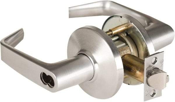 Best - Grade 1 Storeroom Lever Lockset - 2-3/4" Back Set, Key In Lever Cylinder, Brass Alloy, Satin Chrome Finish - Top Tool & Supply