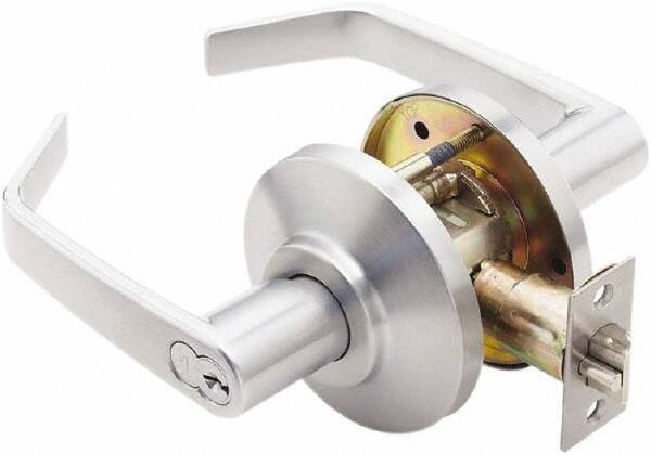 Best - Grade 2 Entrance Lever Lockset - 2-3/4" Back Set, Key In Lever Cylinder, Brass Alloy, Satin Chrome Finish - Top Tool & Supply