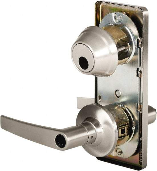 Stanley - Grade 2 Entry Lever Lockset - 2-3/4" Back Set, Key In Lever Cylinder, Brass Alloy, Nickel Finish - Top Tool & Supply