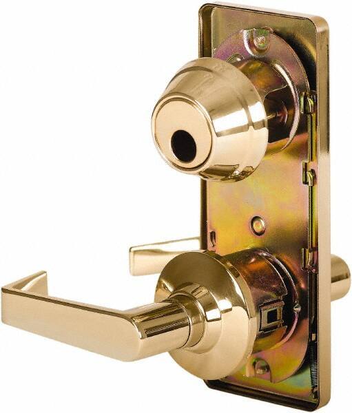 Stanley - Grade 2 Passage Lever Lockset - 2-3/4" Back Set, Keyless Cylinder, Brass Alloy, Bright Brass Finish - Top Tool & Supply