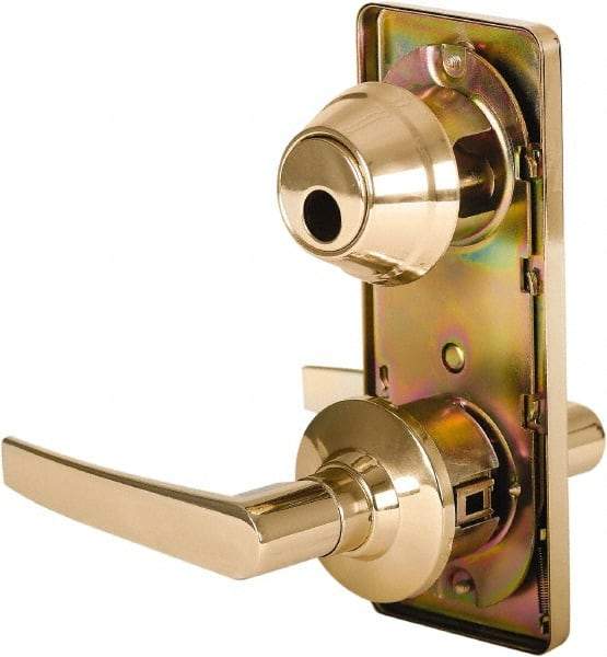 Stanley - Grade 2 Passage Lever Lockset - 2-3/4" Back Set, Keyless Cylinder, Brass Alloy, Bright Brass Finish - Top Tool & Supply