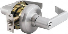 Stanley - Grade 1 Entrance Lever Lockset - 2-3/4" Back Set, Key In Lever Cylinder, Brass Alloy, Satin Chrome Finish - Top Tool & Supply