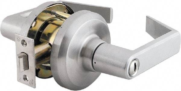 Stanley - Grade 1 Privacy Lever Lockset - 2-3/4" Back Set, Keyless Cylinder, Brass Alloy, Satin Chrome Finish - Top Tool & Supply