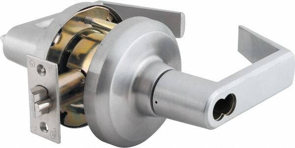 Stanley - Grade 1 Entrance Lever Lockset - 2-3/4" Back Set, Key In Lever Cylinder, Brass Alloy, Satin Chrome Finish - Top Tool & Supply