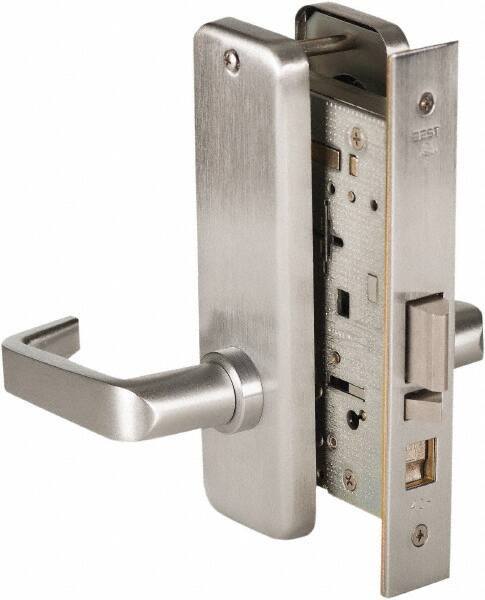 Stanley - Grade 1 Classroom Lever Lockset - 2-3/4" Back Set, Best SFIC Cylinder, Brass Alloy, Satin Chrome Finish - Top Tool & Supply