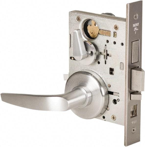 Stanley - Grade 1 Office Lever Lockset - 2-3/4" Back Set, Best SFIC Cylinder, Brass Alloy, Satin Chrome Finish - Top Tool & Supply