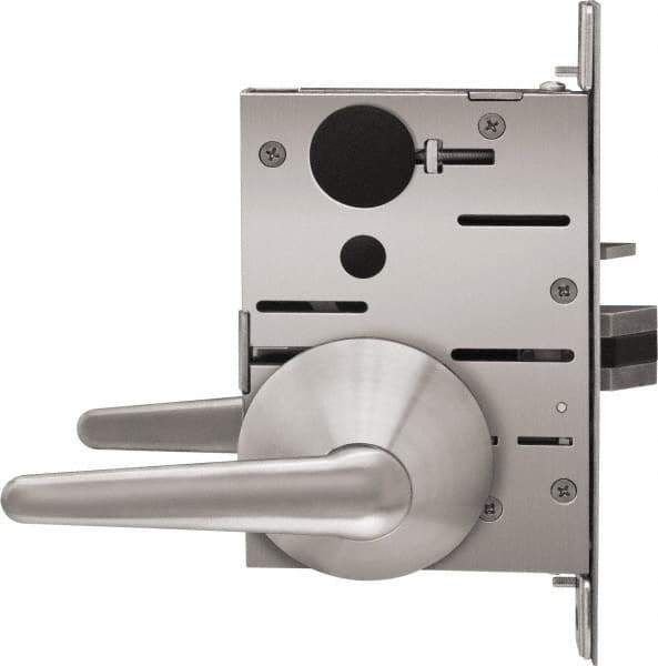 Stanley - Grade 1 Storeroom Lever Lockset - 2-3/4" Back Set, Best SFIC Cylinder, Brass Alloy, Satin Stainless Steel Finish - Top Tool & Supply