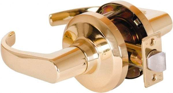 Stanley - Grade 1 Passage Lever Lockset - 2-3/4" Back Set, Keyless Cylinder, Brass Alloy, Bright Brass Finish - Top Tool & Supply