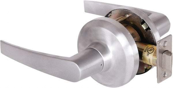 Stanley - Grade 1 Passage Lever Lockset - 2-3/4" Back Set, Keyless Cylinder, Brass Alloy, Satin Chrome Finish - Top Tool & Supply