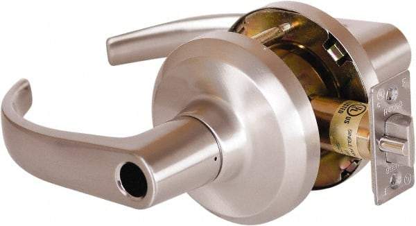 Stanley - Grade 1 Entrance Lever Lockset - 2-3/4" Back Set, Key In Lever Cylinder, Brass Alloy, Satin Nickel Finish - Top Tool & Supply