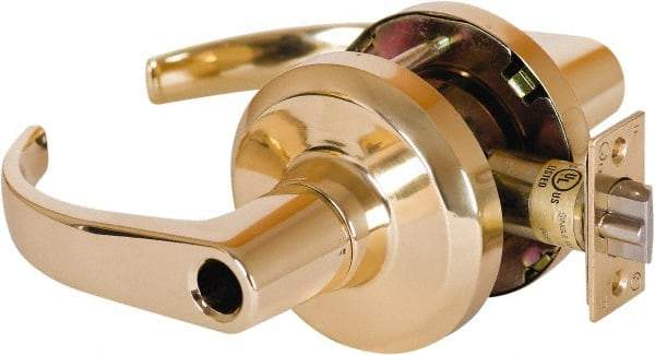 Stanley - Grade 1 Entrance Lever Lockset - 2-3/4" Back Set, Key In Lever Cylinder, Brass Alloy, Bright Brass Finish - Top Tool & Supply