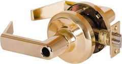 Stanley - Grade 1 Entrance Lever Lockset - 2-3/4" Back Set, Key In Lever Cylinder, Brass Alloy, Bright Brass Finish - Top Tool & Supply