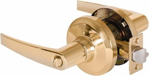 Stanley - Grade 1 Entrance Lever Lockset - 2-3/4" Back Set, Key In Lever Cylinder, Brass Alloy, Bright Brass Finish - Top Tool & Supply