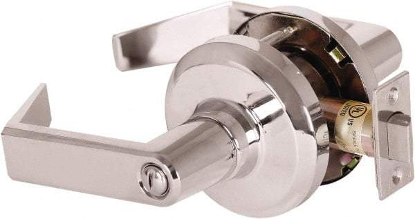 Stanley - Grade 1 Privacy Lever Lockset - 2-3/4" Back Set, Keyless Cylinder, Brass Alloy, Bright Chrome Finish - Top Tool & Supply