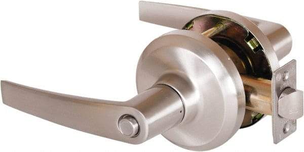 Stanley - Grade 1 Privacy Lever Lockset - 2-3/4" Back Set, Keyless Cylinder, Brass Alloy, Satin Nickel Finish - Top Tool & Supply