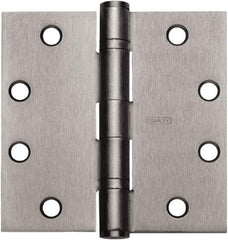 Stanley - 4" Long x 4" Wide 304 Stainless Steel Full Mortise Hinge - Satin Stainless Steel Finish, 5 Knuckles, 8 Holes - Top Tool & Supply