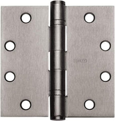 Stanley - 4" Long x 4" Wide Carbon Alloy Steel Full Mortise Hinge - Satin Chrome Plated Finish, 5 Knuckles, 8 Holes - Top Tool & Supply