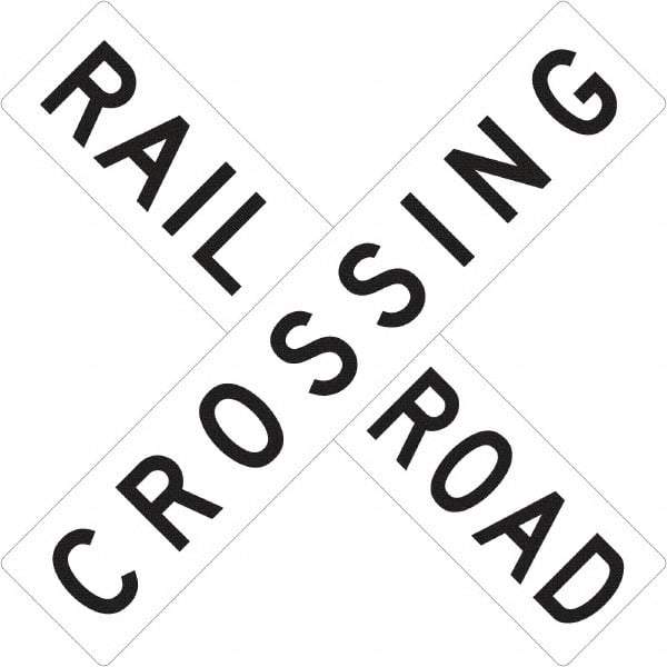 NMC - "Railroad Crossing", 48" Wide x 48" High, Aluminum Traffic Control Signs - 0.08" Thick, Black on White, High Intensity Reflectivity, Square, Post Mount - Top Tool & Supply