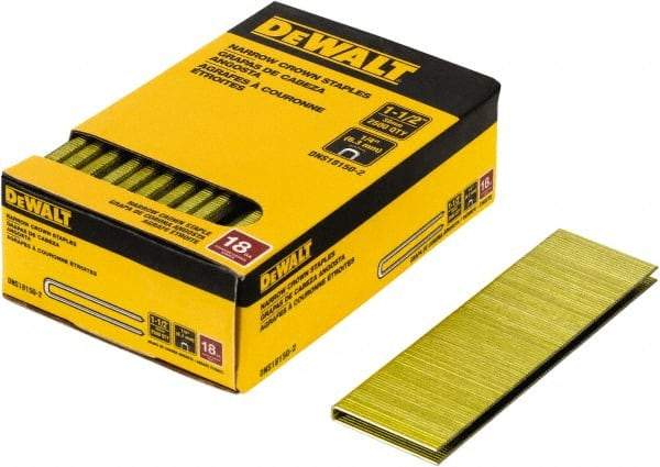 DeWALT - 1-1/2" Long x 1/4" Wide, 18 Gauge Crowned Construction Staple - Steel, Copper Finish, Chisel Point - Top Tool & Supply