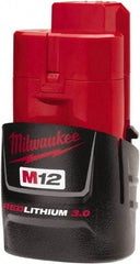 Milwaukee Tool - 12 Volt Lithium-Ion Power Tool Battery - 3 Ahr Capacity, Series M12 REDLITHIUM - Top Tool & Supply