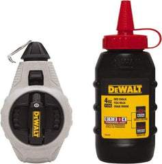 DeWALT - 100' Long Reel & Chalk Set - Silver & Black, Includes 4 oz Red Chalk - Top Tool & Supply