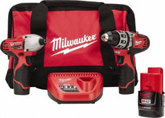 Milwaukee Tool - 12 Volt Cordless Tool Combination Kit - Includes 1/4" Hex Impact Driver & 3/8" Hammer Drill, Lithium-Ion Battery Included - Top Tool & Supply