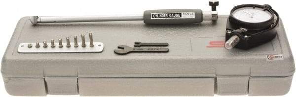 SPI - 10 Anvil, 0.7 to 1-1/2" Dial Bore Gage - 0.0001" Graduation, 6" Gage Depth, Accurate to 0.0003", Carbide Ball - Top Tool & Supply