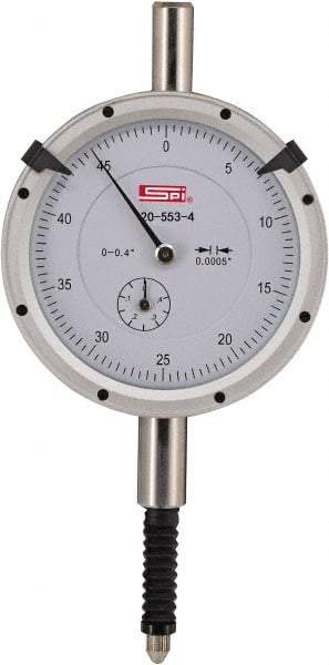 SPI - 0.4" Range, 0-50 Dial Reading, 0.0005" Graduation Dial Drop Indicator - 2.2" Dial, 0.05" Range per Revolution, 0.0015" Accuracy, Includes NIST Traceability Certification - Top Tool & Supply