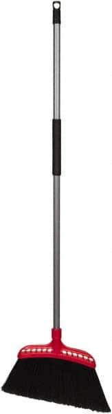 Harper Brush - 16" Wide, Black Polypropylene Bristles, 48" Metal Handle, Angled Broom - Flagged, Water Resistant - Top Tool & Supply