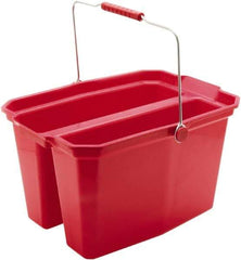 Harper Brush - 19 Qt Plastic Double Pail - 18" Long, Red, Metal Handle - Top Tool & Supply