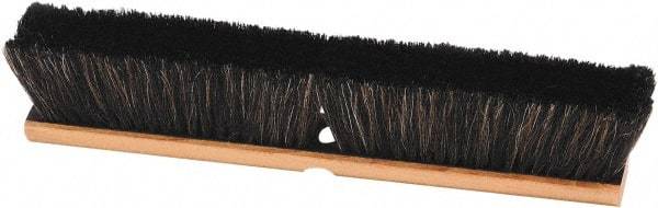 Harper Brush - 18" Smooth Surface Horsehair Push Broom - 3" Bristle Length, Wood Block, Threaded Handle Connection, Handle Sold Separately - Top Tool & Supply