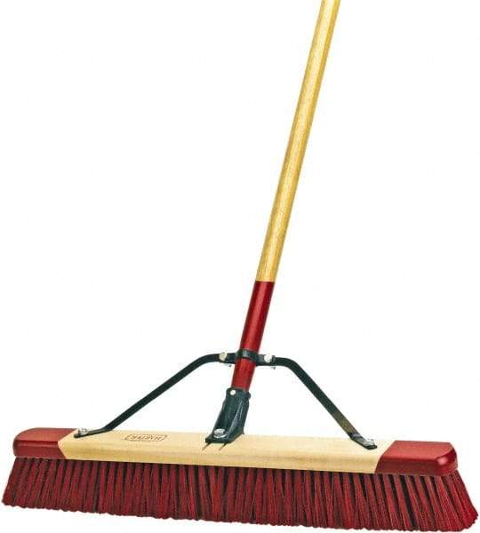 Harper Brush - 24" Rough Surface Synthetic Push Broom - 3" Bristle Length, Wood Block, Bolt-On Handle Connection, Handle Included - Top Tool & Supply