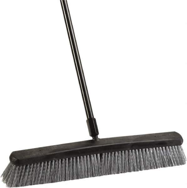 Harper Brush - 24" Rough Surface Synthetic Push Broom - 3" Bristle Length, Plastic Block, Threaded Handle Connection, Handle Included - Top Tool & Supply