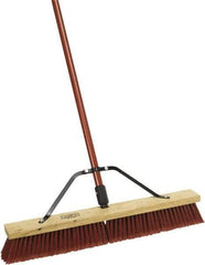 Harper Brush - 24" Medium Duty Synthetic Push Broom - 3" Bristle Length, Wood Block, Threaded Handle Connection, Handle Sold Separately - Top Tool & Supply