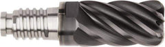 Kennametal - 16mm Diam, 24mm LOC, 6 Flute, 1mm Corner Radius End Mill Head - Solid Carbide, AlTiN Finish, Duo-Lock 16 Connection, Spiral Flute, 37 & 39° Helix, Centercutting - Top Tool & Supply