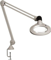 Vision Engineering - 30" Arm, Spring Suspension, Clamp Mount, LED, Light Gray, Magnifying Task Light - 9 Watts, 120 Volts, 1.75x Magnification - Top Tool & Supply